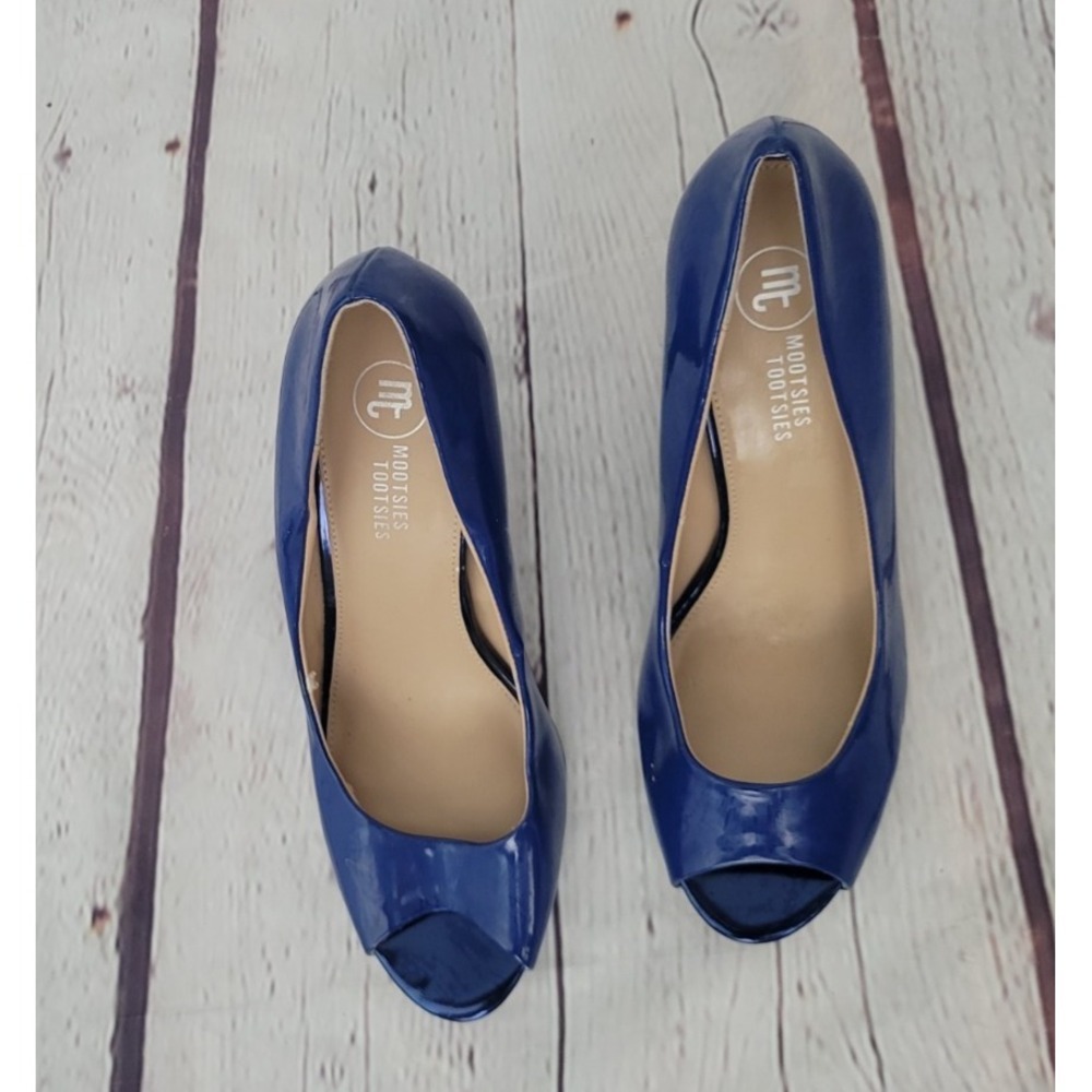 Peeptoe‎ heels size (9.5) blue by Mootsie Tootsies, classic,Y2K, Mod
